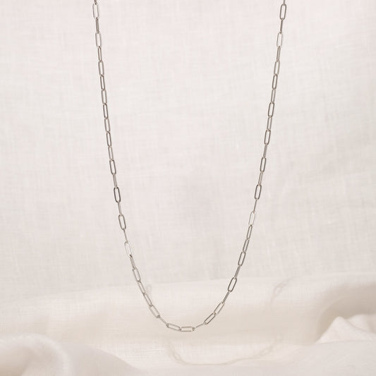 Gaspar Long Necklace (Silver Brass)